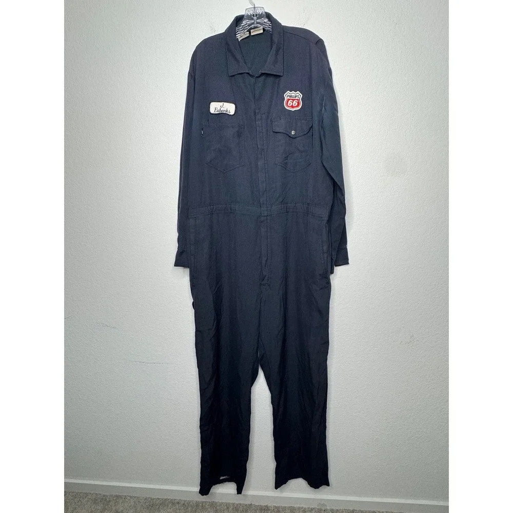 Workrite Vintage Mens Navy Phillips 66 Flame Resistant Coveralls Size 50-R XL